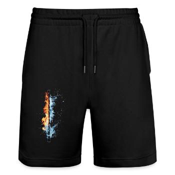 Querflöte - Stanley/Stella Unisex Bio Joggingshorts Trainer  - Schwarz - Vorne - Nik (191cm) & Marisol (170cm)