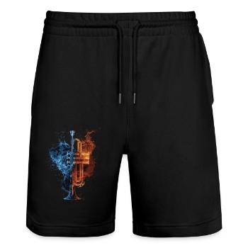 Trompete - Stanley/Stella Unisex Bio Joggingshorts Trainer  - Schwarz - Vorne - Nik (191cm) & Marisol (170cm)