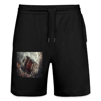 Akkordeon - Stanley/Stella Unisex Bio Joggingshorts Trainer  - Schwarz - Vorne - Nik (191cm) & Marisol (170cm)