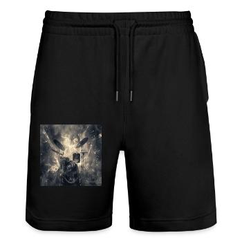 Schlagzeug - Stanley/Stella Unisex Bio Joggingshorts Trainer  - Schwarz - Vorne - Nik (191cm) & Marisol (170cm)