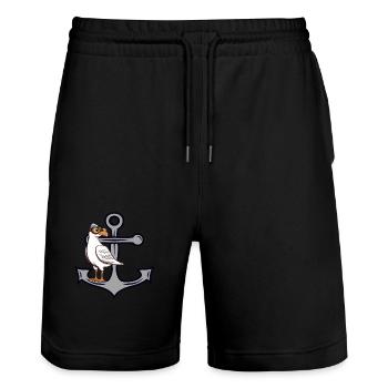 Anchor Seagull Seagulls Seagull Maritime Sailor - Stanley/Stella Trainer Unisex Organic Jogging Shorts - black - Front - Nik (191cm) & Marisol (170cm)