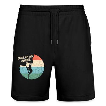 Chalking up and conquering boulderers - Stanley/Stella Trainer Unisex Organic Jogging Shorts - black - Front - Nik (191cm) & Marisol (170cm)