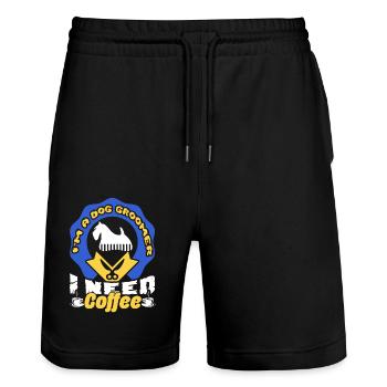 I am A Dog Groomer I Need Coffee - Stanley/Stella Trainer Unisex Organic Jogging Shorts - black - Front - Nik (191cm) & Marisol (170cm)
