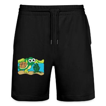 Return Of The Turtle - Stanley/Stella Trainer Unisex Organic Jogging Shorts - black - Front - Nik (191cm) & Marisol (170cm)