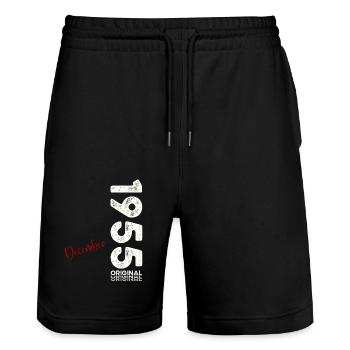 70th Birthday Original December 1955 Volume 55 - Stanley/Stella Trainer Unisex Organic Jogging Shorts - black - Front - Nik (191cm) & Marisol (170cm)