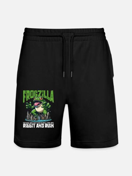 RIBBIT AND RUIN - FROGZILLA - Stanley/Stella Trainer Unisex Organic Jogging Shorts - black