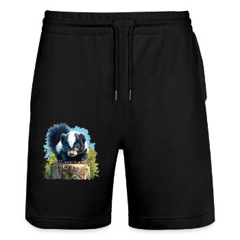 Mouffettes Mouffette - Short de jogging bio TRAINER Stanley/Stella unisexe - noir - Devant - Nik (191cm) & Marisol (170cm)