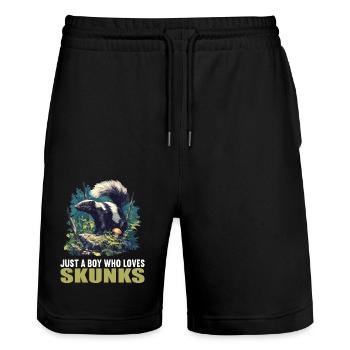 Stinktiere Stinktier - Stanley/Stella Unisex Bio Joggingshorts Trainer  - Schwarz - Vorne - Nik (191cm) & Marisol (170cm)