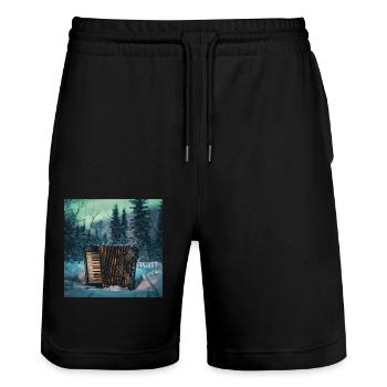 Akkordeon - Stanley/Stella Unisex Bio Joggingshorts Trainer  - Schwarz - Vorne - Nik (191cm) & Marisol (170cm)