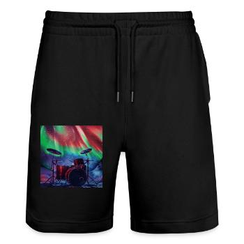 Schlagzeug - Stanley/Stella Unisex Bio Joggingshorts Trainer  - Schwarz - Vorne - Nik (191cm) & Marisol (170cm)