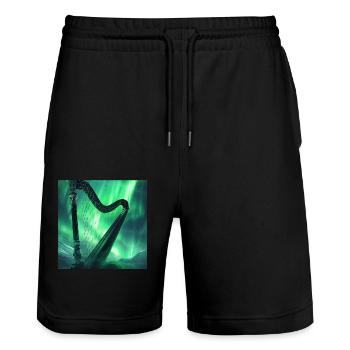 Harfe - Stanley/Stella Unisex Bio Joggingshorts Trainer  - Schwarz - Vorne - Nik (191cm) & Marisol (170cm)