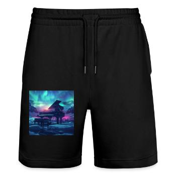 Klavier - Stanley/Stella Unisex Bio Joggingshorts Trainer  - Schwarz - Vorne - Nik (191cm) & Marisol (170cm)