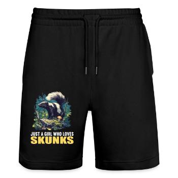 Stinktiere Stinktier - Stanley/Stella Unisex Bio Joggingshorts Trainer  - Schwarz - Vorne - Nik (191cm) & Marisol (170cm)