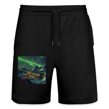 Trompete - Stanley/Stella Unisex Bio Joggingshorts Trainer  - Schwarz - Vorne - Nik (191cm) & Marisol (170cm)