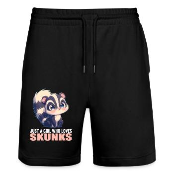 Stinktiere Stinktier - Stanley/Stella Unisex Bio Joggingshorts Trainer  - Schwarz - Vorne - Nik (191cm) & Marisol (170cm)