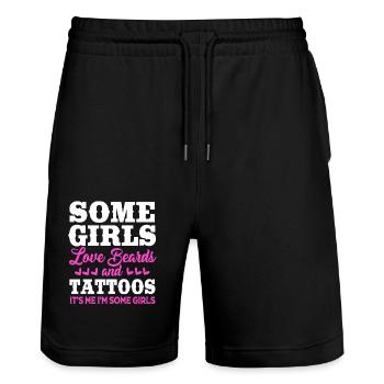 Tattoo Künstler Tätowierer Tätowiert Tätowierung - Stanley/Stella Unisex Bio Joggingshorts Trainer  - Schwarz - Vorne - Nik (191cm) & Marisol (170cm)