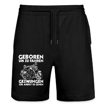 Biker Bike Motorcyclist Motorcycle - Stanley/Stella Trainer Unisex Organic Jogging Shorts - black - Front - Nik (191cm) & Marisol (170cm)