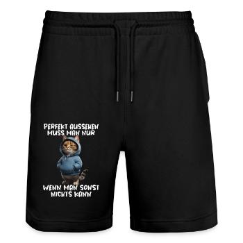 Funny Cats Saying Animal Lover Funny Cat Cat - Stanley/Stella Trainer Unisex Organic Jogging Shorts - black - Front - Nik (191cm) & Marisol (170cm)