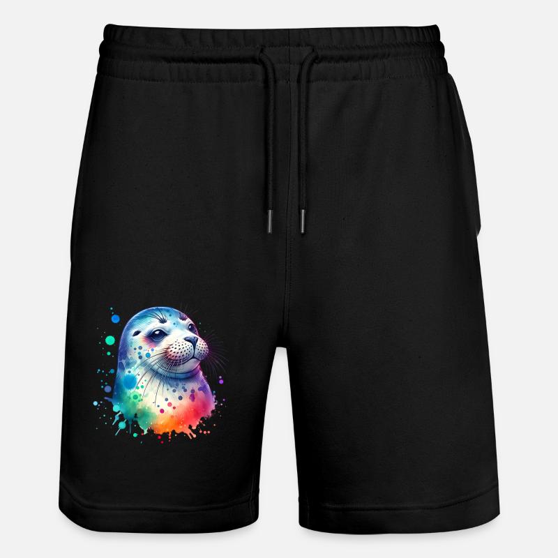 Seal seal - Stanley/Stella Trainer Unisex Organic Jogging Shorts - black
