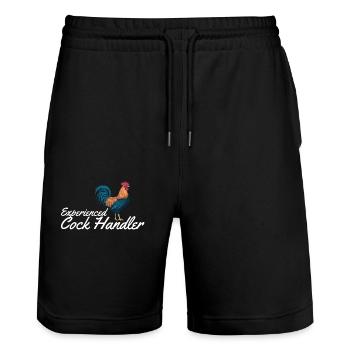 Stolzer Hahn Enthusiast Mit Erfahrung - Stanley/Stella Unisex Bio Joggingshorts Trainer  - Schwarz - Vorne - Nik (191cm) & Marisol (170cm)
