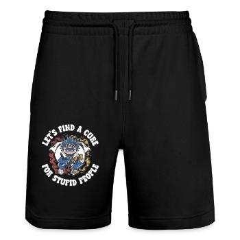Let's find a cure for stupid people - Stanley/Stella Trainer Unisex Organic Jogging Shorts - black - Front - Nik (191cm) & Marisol (170cm)