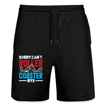 Sorry Can't Roller Coaster Bye - Stanley/Stella Trainer Unisex Organic Jogging Shorts - black - Front - Nik (191cm) & Marisol (170cm)