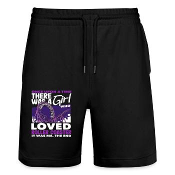 Once upon a time there was a girl who loved roller coasters - Stanley/Stella Trainer Unisex Organic Jogging Shorts - black - Front - Nik (191cm) & Marisol (170cm)
