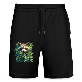 Ratons laveurs Raton laveur - Short de jogging bio TRAINER Stanley/Stella unisexe - noir - Devant - Nik (191cm) & Marisol (170cm)