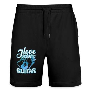 I Love Acoustic Guitar - Stanley/Stella Trainer Unisex Organic Jogging Shorts - black - Front - Nik (191cm) & Marisol (170cm)