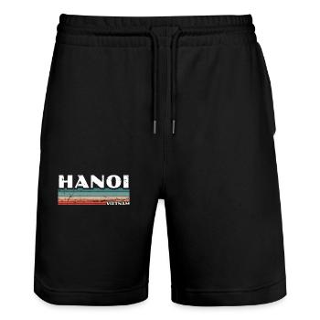Hanoi Vietnam Vintage Vietnamesische Vietnamese - Stanley/Stella Unisex Bio Joggingshorts Trainer  - Schwarz - Vorne - Nik (191cm) & Marisol (170cm)
