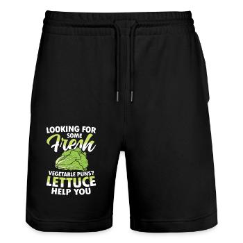 Looking For Some Fresh Vegetable Puns Lettuce - Stanley/Stella Unisex Bio Joggingshorts Trainer  - Schwarz - Vorne - Nik (191cm) & Marisol (170cm)