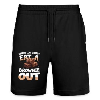 When In Doubt Eat A Brownie Out für einen - Stanley/Stella Unisex Bio Joggingshorts Trainer  - Schwarz - Vorne - Nik (191cm) & Marisol (170cm)