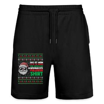 Père Noël Noël laid Noël - Short de jogging bio TRAINER Stanley/Stella unisexe - noir - Devant - Nik (191cm) & Marisol (170cm)