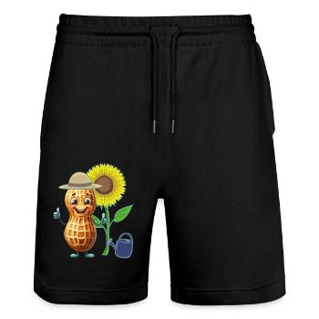 Garten Sonnenblume Erdnuss Gärtner Blume - Stanley/Stella Unisex Bio Joggingshorts Trainer  - Schwarz - Vorne - Nik (191cm) & Marisol (170cm)