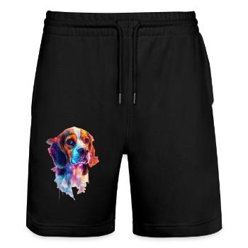 Beagle - Stanley/Stella Unisex Bio Joggingshorts Trainer  - Schwarz - Vorne - Nik (191cm) & Marisol (170cm)