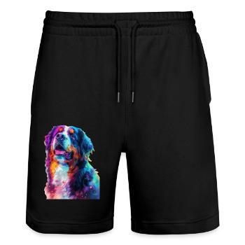 Berner Sennenhund - Stanley/Stella Unisex Bio Joggingshorts Trainer  - Schwarz - Vorne - Nik (191cm) & Marisol (170cm)