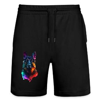 Deutscher Schäferhund - Stanley/Stella Unisex Bio Joggingshorts Trainer  - Schwarz - Vorne - Nik (191cm) & Marisol (170cm)