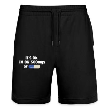 It's Ok, I'm On 500mgs Of Fukitol Humorvolle - Stanley/Stella Unisex Bio Joggingshorts Trainer  - Schwarz - Vorne - Nik (191cm) & Marisol (170cm)