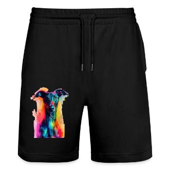 Windhund - Stanley/Stella Unisex Bio Joggingshorts Trainer  - Schwarz - Vorne - Nik (191cm) & Marisol (170cm)