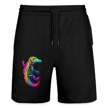 Krokodil - Stanley/Stella Unisex Bio Joggingshorts Trainer  - Schwarz - Vorne - Nik (191cm) & Marisol (170cm)