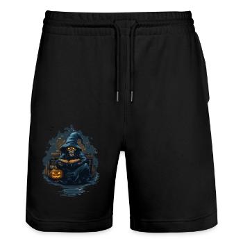 Halloween Gift Women Pumpkin Men Kids - Stanley/Stella Trainer Unisex Organic Jogging Shorts - black - Front - Nik (191cm) & Marisol (170cm)
