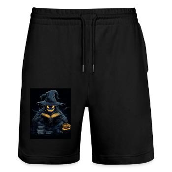 Halloween Gift Women Pumpkin Men Kids - Stanley/Stella Trainer Unisex Organic Jogging Shorts - black - Front - Nik (191cm) & Marisol (170cm)
