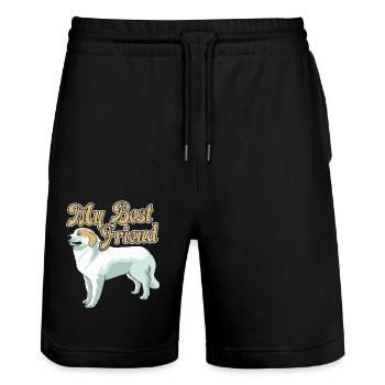 Great Pyrenees Is My Best Friend - Stanley/Stella Trainer Unisex Organic Jogging Shorts - black - Front - Nik (191cm) & Marisol (170cm)