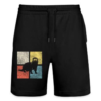 Otter Retro Vintage - Stanley/Stella Unisex Bio Joggingshorts Trainer  - Schwarz - Vorne - Nik (191cm) & Marisol (170cm)