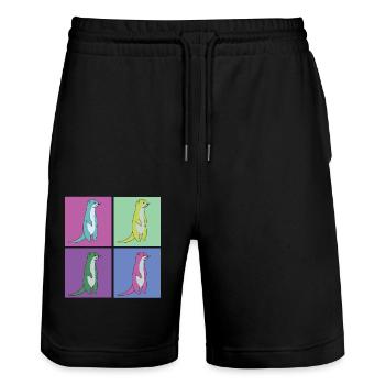 Otter 80s 90s Retro Vintage - Stanley/Stella Unisex Bio Joggingshorts Trainer  - Schwarz - Vorne - Nik (191cm) & Marisol (170cm)