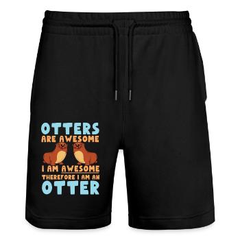 Otter Otters Are Awesome I Am - Stanley/Stella Trainer Unisex Organic Jogging Shorts - black - Front - Nik (191cm) & Marisol (170cm)
