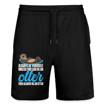 Otter Always Be Yourself Unless - Stanley/Stella Trainer Unisex Organic Jogging Shorts - black - Front - Nik (191cm) & Marisol (170cm)