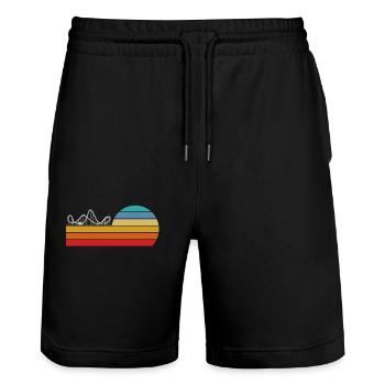 Achterbahn Retro Sonnenuntergang Stil - Stanley/Stella Unisex Bio Joggingshorts Trainer  - Schwarz - Vorne - Nik (191cm) & Marisol (170cm)