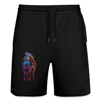 Zebra - Stanley/Stella Unisex Bio Joggingshorts Trainer  - Schwarz - Vorne - Nik (191cm) & Marisol (170cm)
