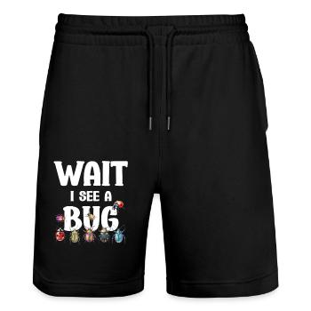 Warte, Ich Sehe Einen - Stanley/Stella Unisex Bio Joggingshorts Trainer  - Schwarz - Vorne - Nik (191cm) & Marisol (170cm)